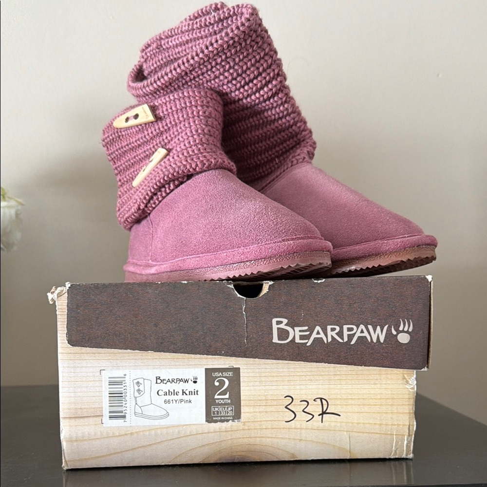 Bearpaw Pink Cable Knit Boots